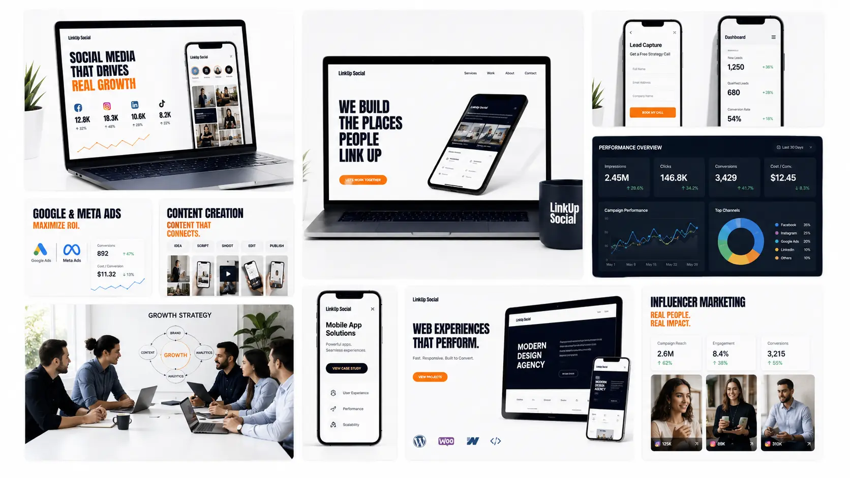 LinkUp Social analytics dashboard on desktop